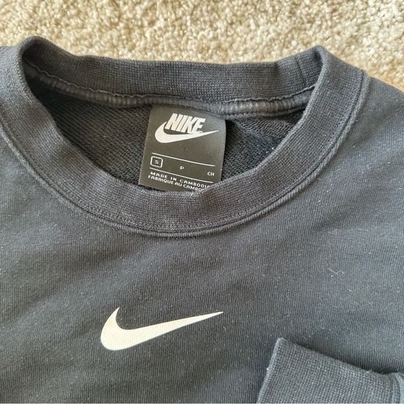 Nike Black Elastic Drawcord Cropped Mini Swoosh Sweatshirt - Picture 5 of 7